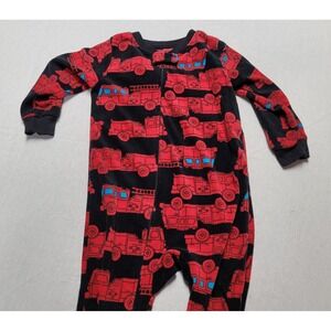 Carter's Toddler Boy's Black Red Fire Truck Fleece Sleeper Size 2T